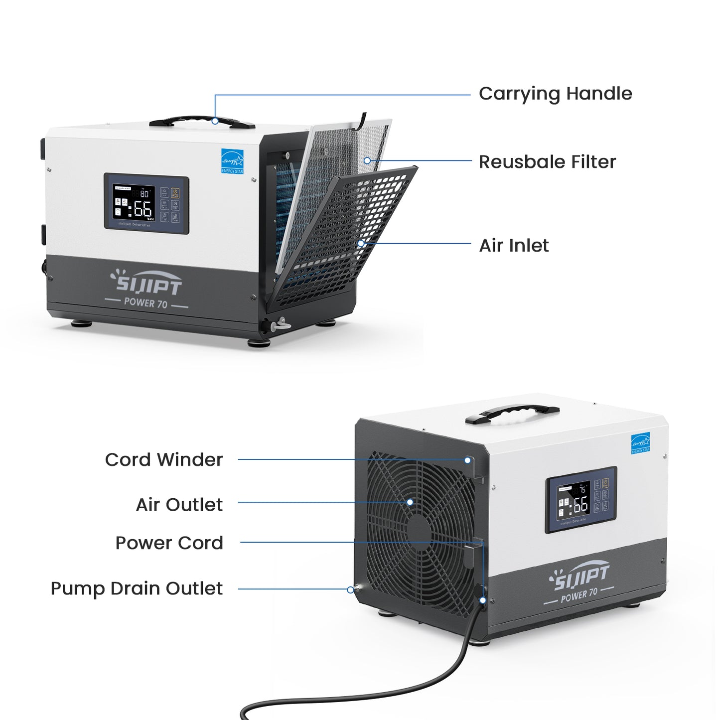 80 Pints Dehumidifier with Pump